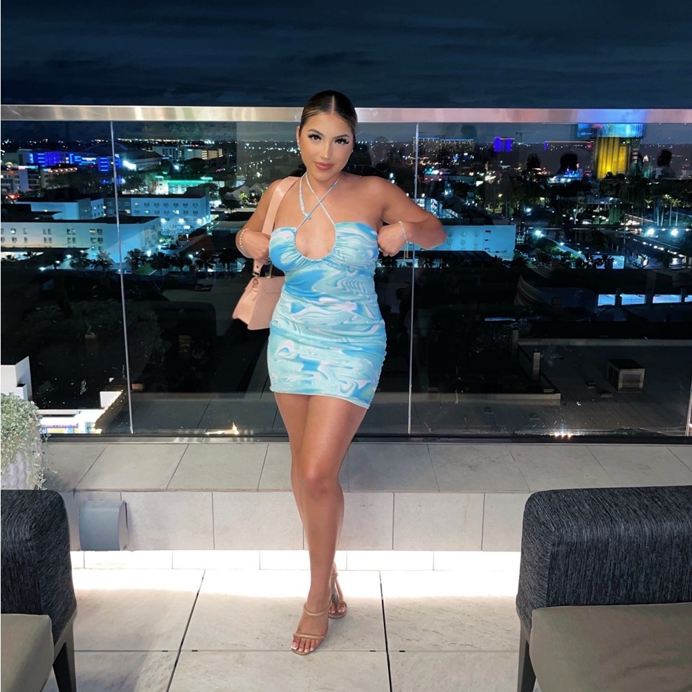 Aqua dress.